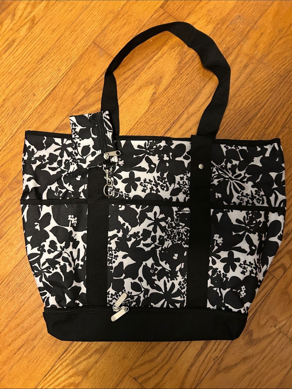 Black & White Floral Everyday Tote Bag